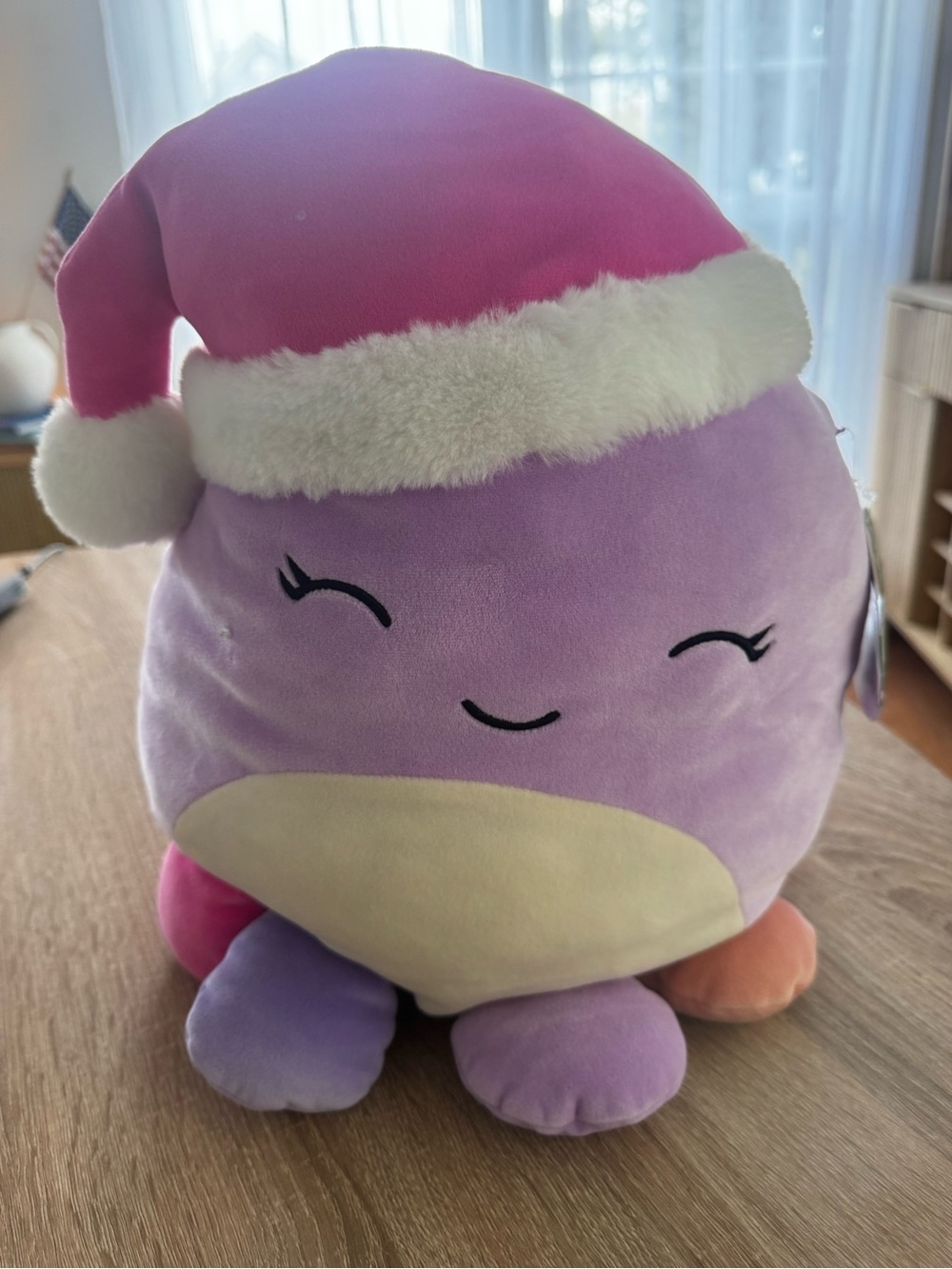 Squishmallows Beula Holiday Jellyfish 16” Christmas Santa Hat Plush Kellytoy NWT